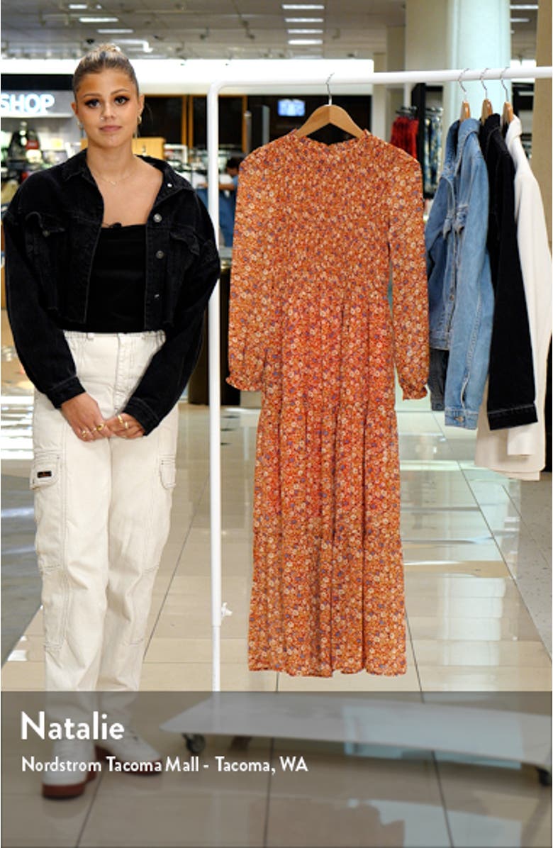 Floral Long Sleeve Smocked Maxi Dress, sales video thumbnail