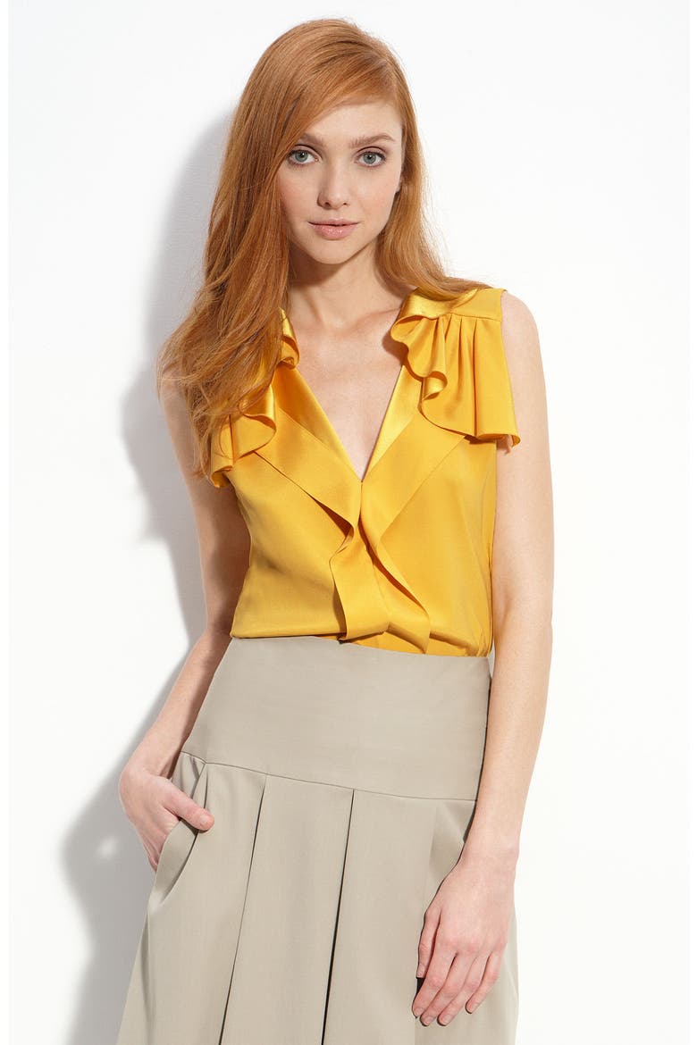 Elie Tahari 'Estrella' V-Neck Blouse, Main, color, YELLOW