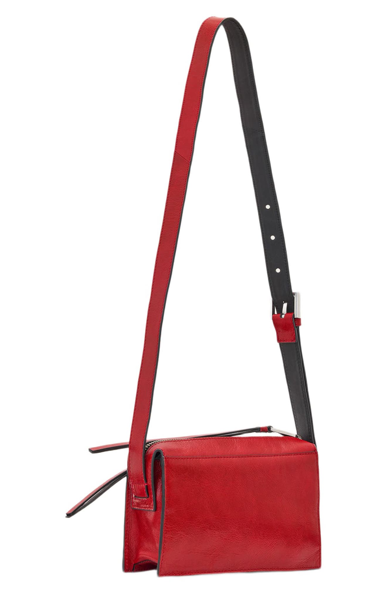 Marlo Leather Wallet Crossbody Bag, Alternate, color, TRUE RED