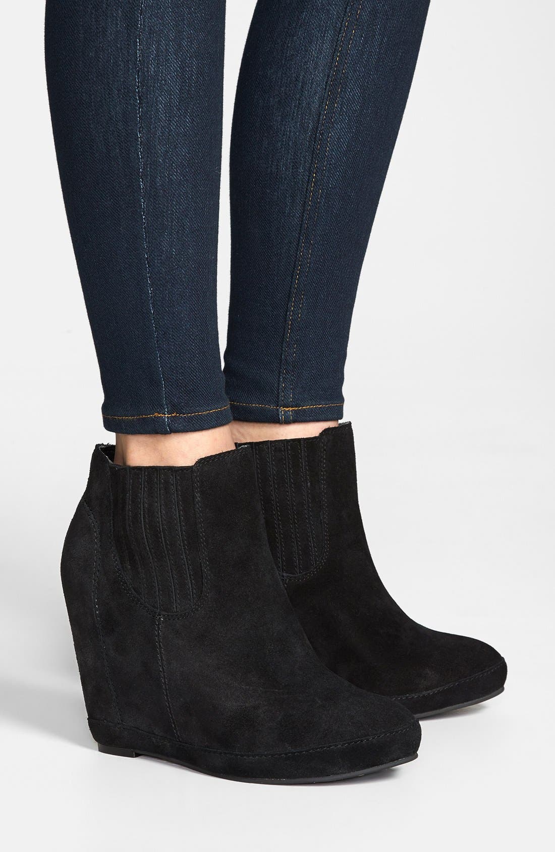 'Kellie' Wedge Bootie, Alternate, color, BLACK SUEDE