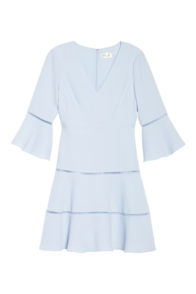 Bell Sleeve Lace Inset Fit & Flare Dress, Alternate, color, BLUE