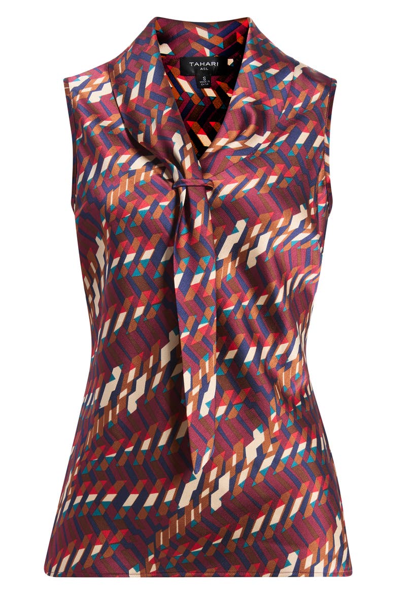 Sailor Tie Neck Sleeveless Top, Main, color, CRANBERRY MULTI
