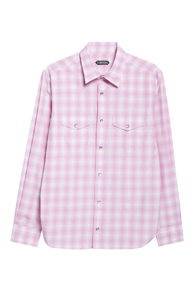 Slim Fit Check Western Shirt, Alternate, color, WHITE/ PINK