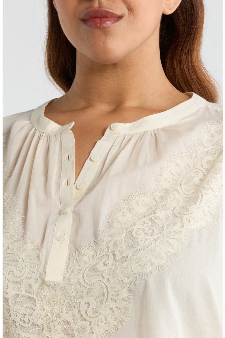 Lace Half Placket Top, Alternate, color, NEW IVORY