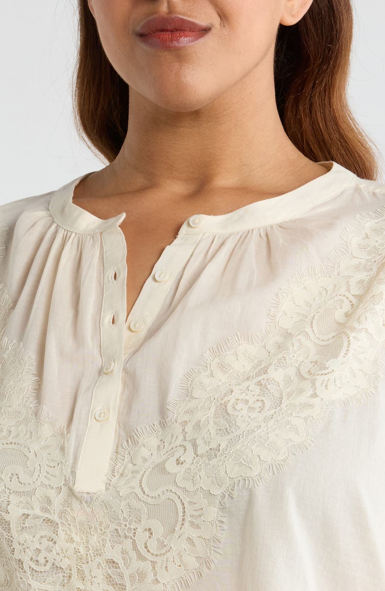 Vince Camuto Lace Half Placket Top, Alternate, color, New Ivory