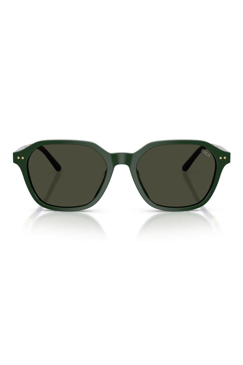 54mm Irregular Sunglasses, Main, color, SHINY GREEN / BROWN