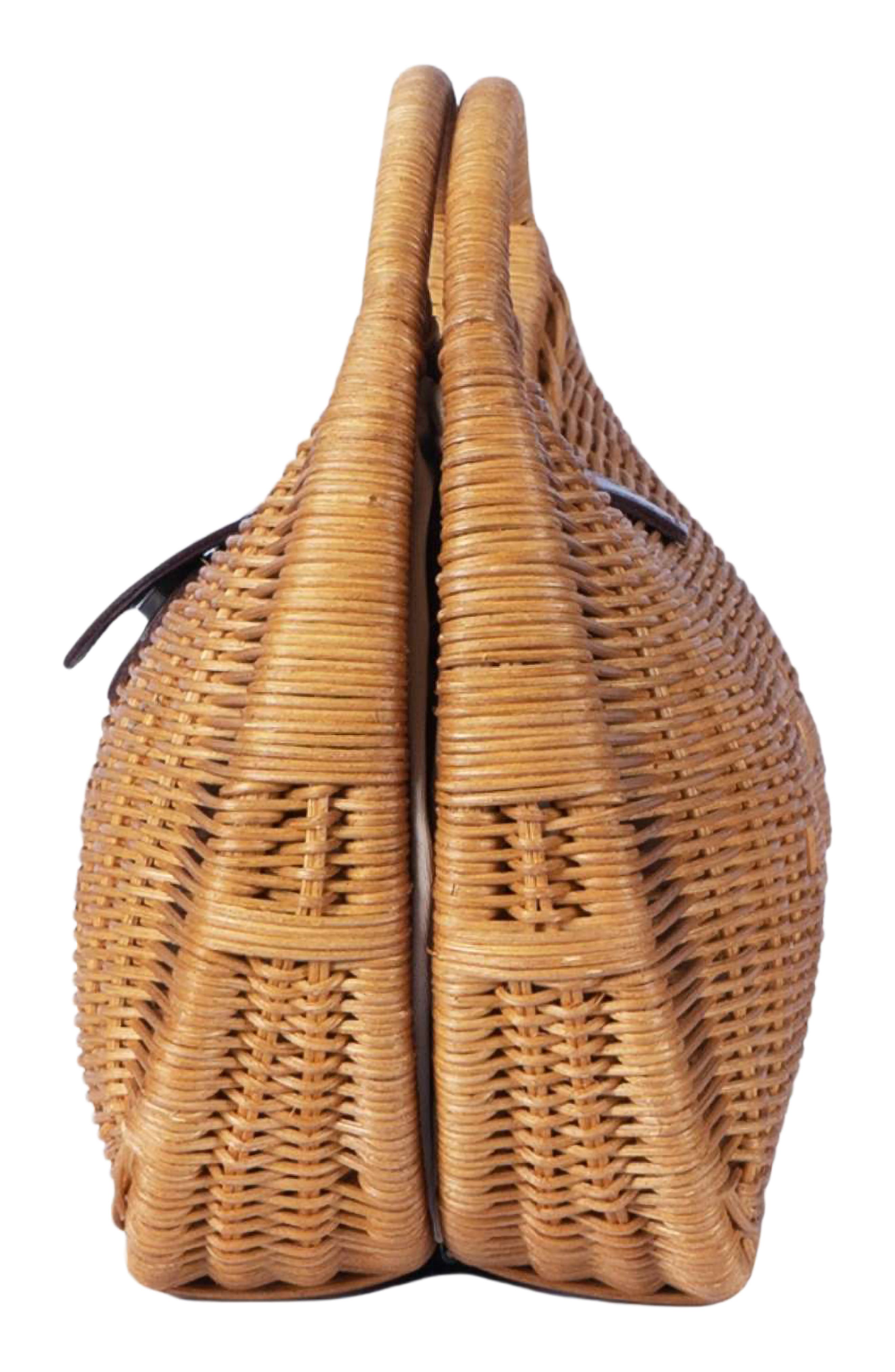 Artemiss Rattan Half Moon Clutch, Alternate, color, NATURAL