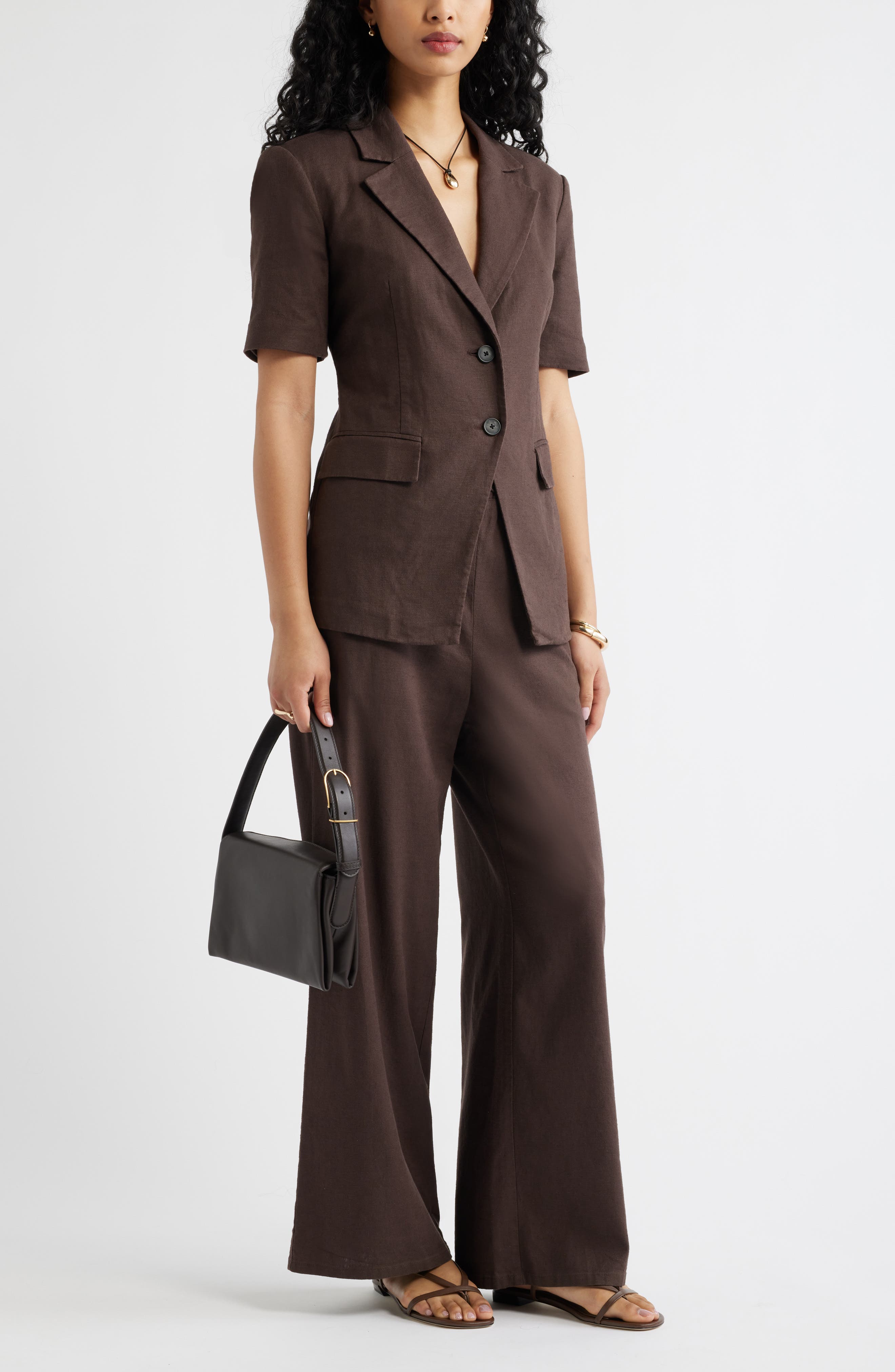 Short Sleeve Linen Blend Blazer - image 4