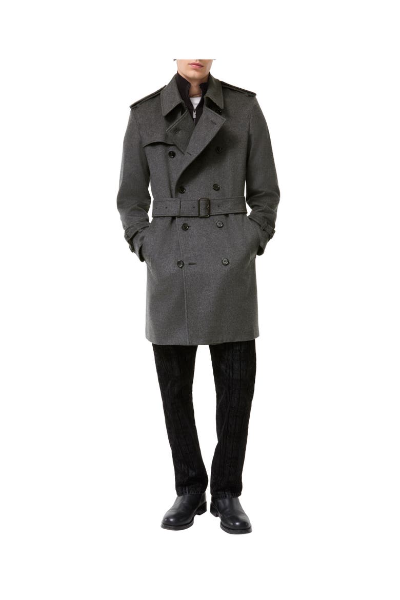 Mid-length Cashmere Hastings Trench Coat, Alternate, color, Grey melange