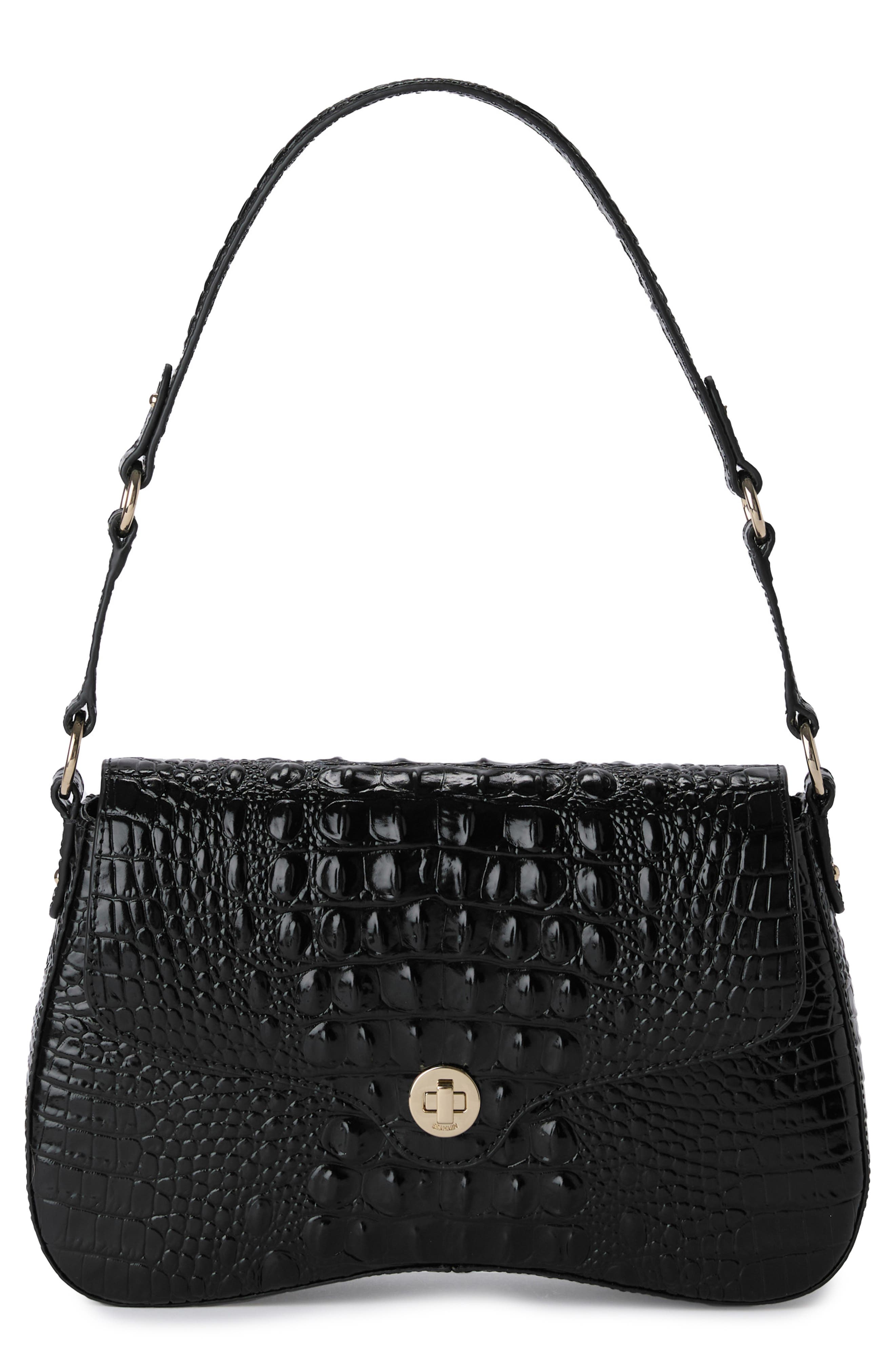 Brahmin Nerida Croc Embossed Leather Shoulder Bag, Main, color, 