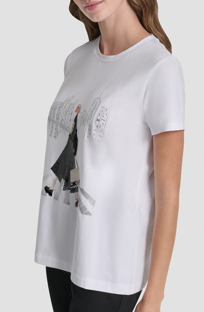 DKNY Crosswalk Conversational Cotton Blend Graphic T-Shirt, Alternate, color, White