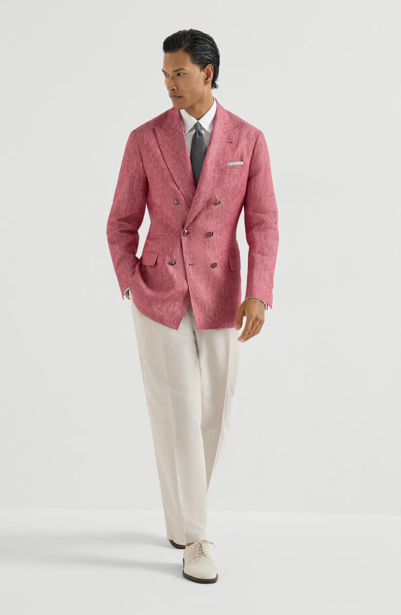 Brunello Cucinelli Linen denim jacket, Alternate, color, Strawberry