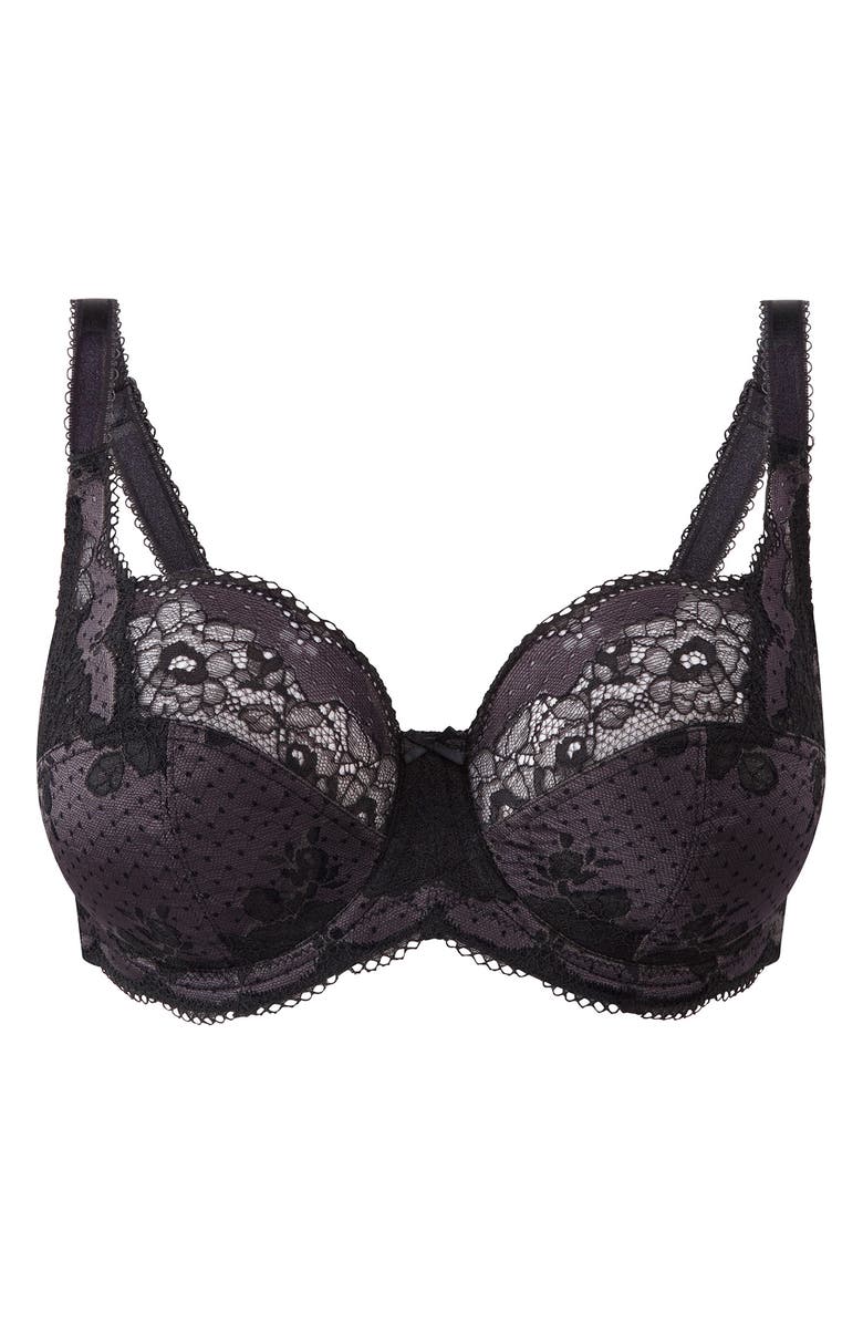 Panache Clara Underwire Full Coverage Stretch Lace Bra, Alternate, color, Charcoal Black