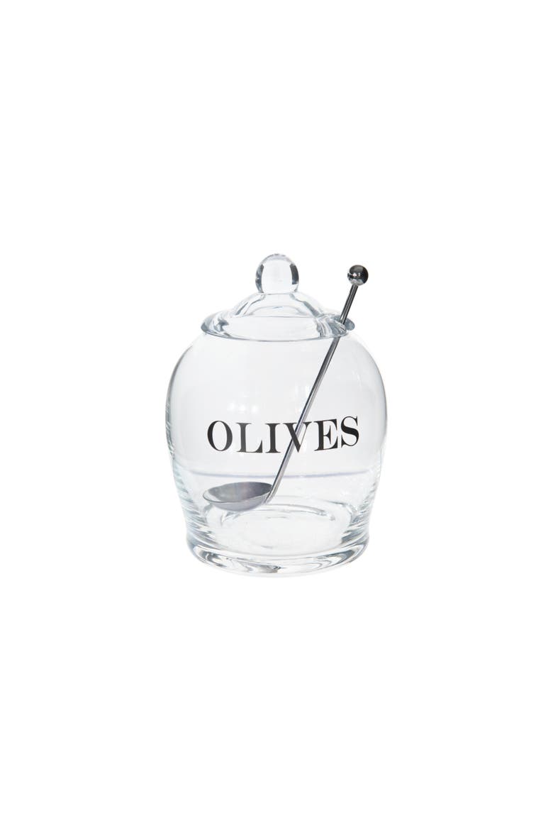 "OLIVE" Jar with Lid & Slotted Spoon, Alternate, color, Clear