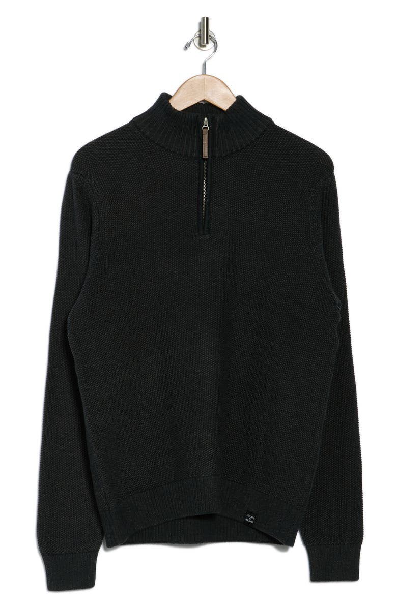 Lucky Brand Cotton Quarter Zip Sweater, Alternate, color, Jet Black