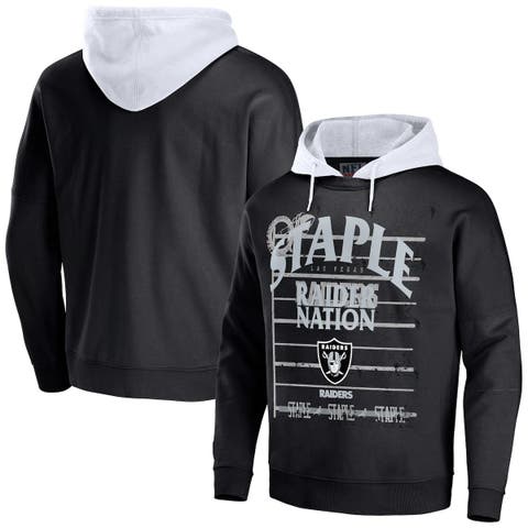 Men's NFL x Staple Black Las Vegas Raiders Throwback Vintage Wash Pullover Hoodie