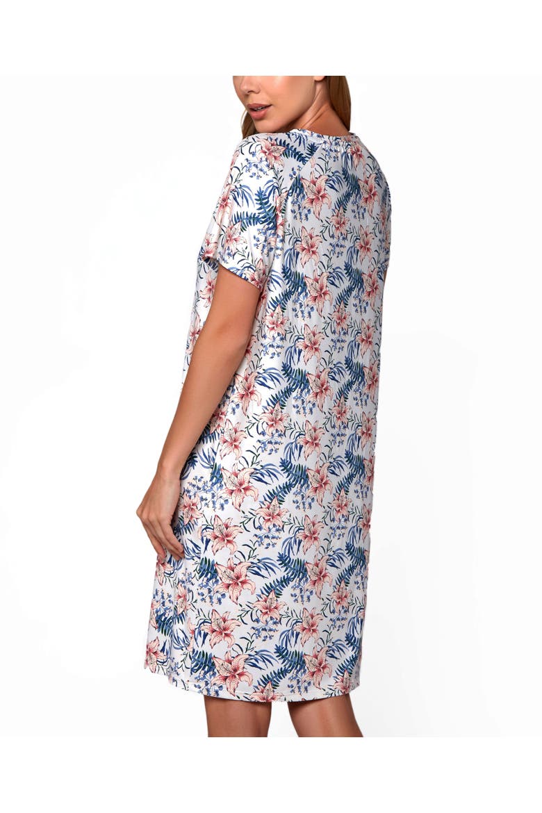Tropical Floral Short Sleeve Nightshirt, Alternate, color, Cream