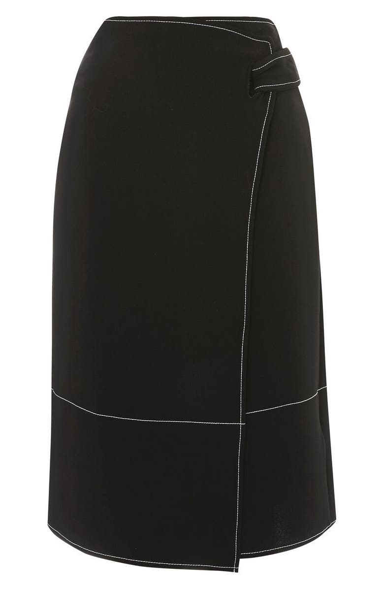 Topshop Stitch Wrap Skirt, Alternate, color, 