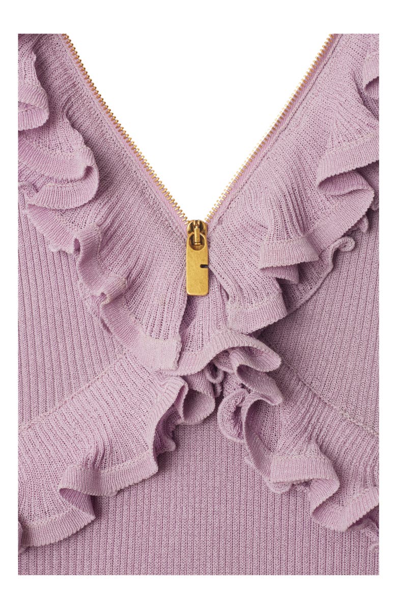 Burberry Ruffled Silk Blend Dress, Alternate, color, Wisteria