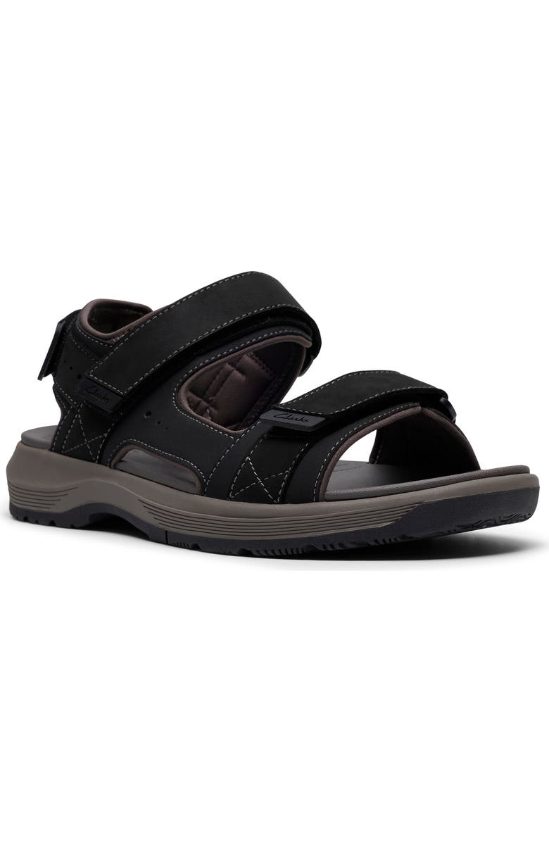 Clarks<sup>®</sup> Guideview Trek Sandal, Main, color, Black Leather