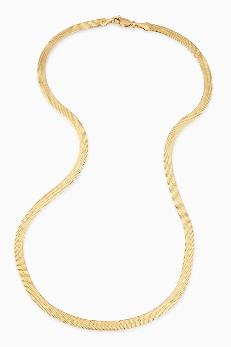 14K Gold Park Avenue Statement Herringbone Chain, Alternate, color, Yellow Gold