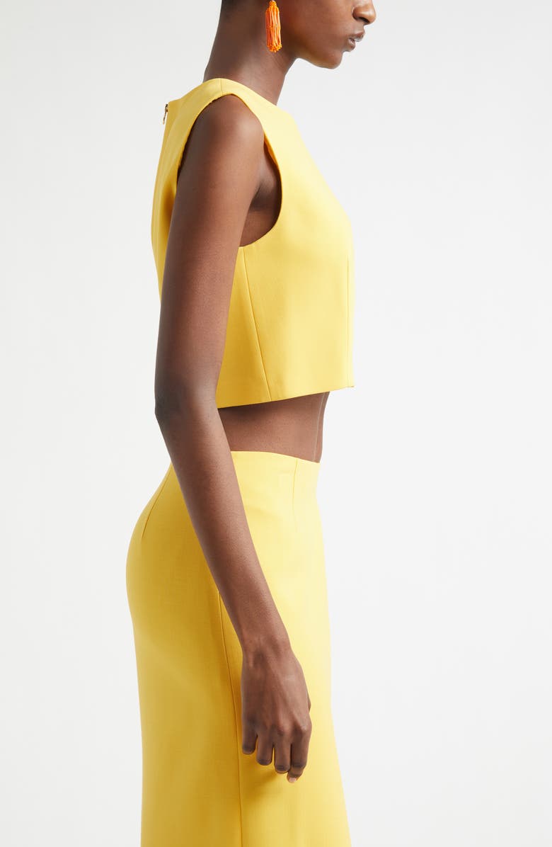 Carolina Herrera Stretch Virgin Wool Crop Top, Alternate, color, Daffodil