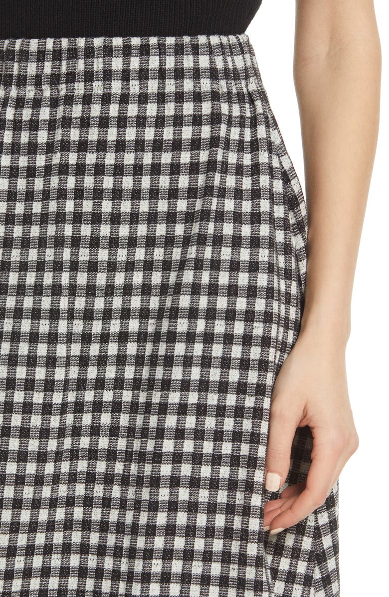 Madewell Gingham Seersucker Knit Pull-On Midi Skirt, Alternate, color, 