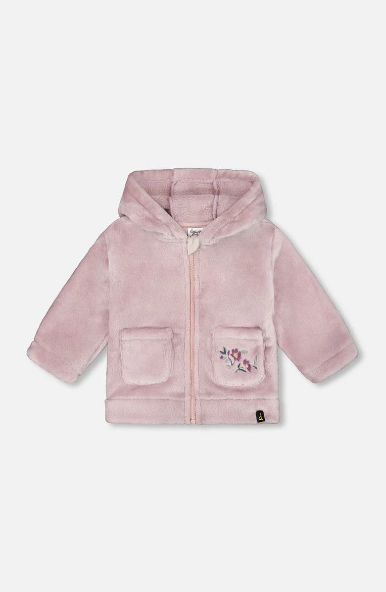 Deux par Deux Hooded Zip Plush Jacket, Main, color,