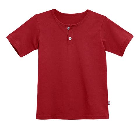 Boys Soft Organic Cotton Jersey Short Sleeve Henley Tee (Toddler, Little Kid & Big Kid)