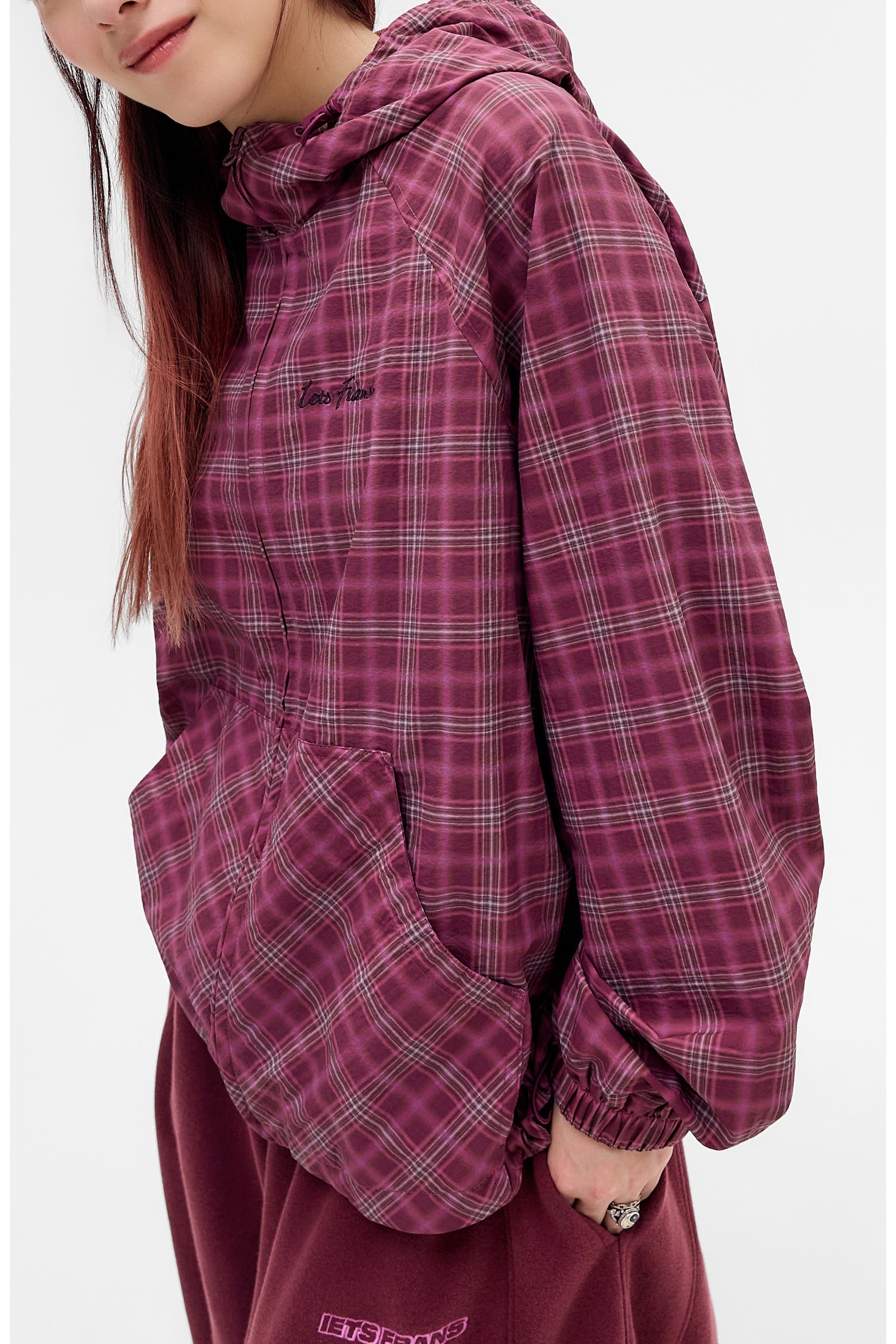 Frans Everts Shell Iets Frans Check Hooded Shell Track Jacket (Women) | Nordstrom