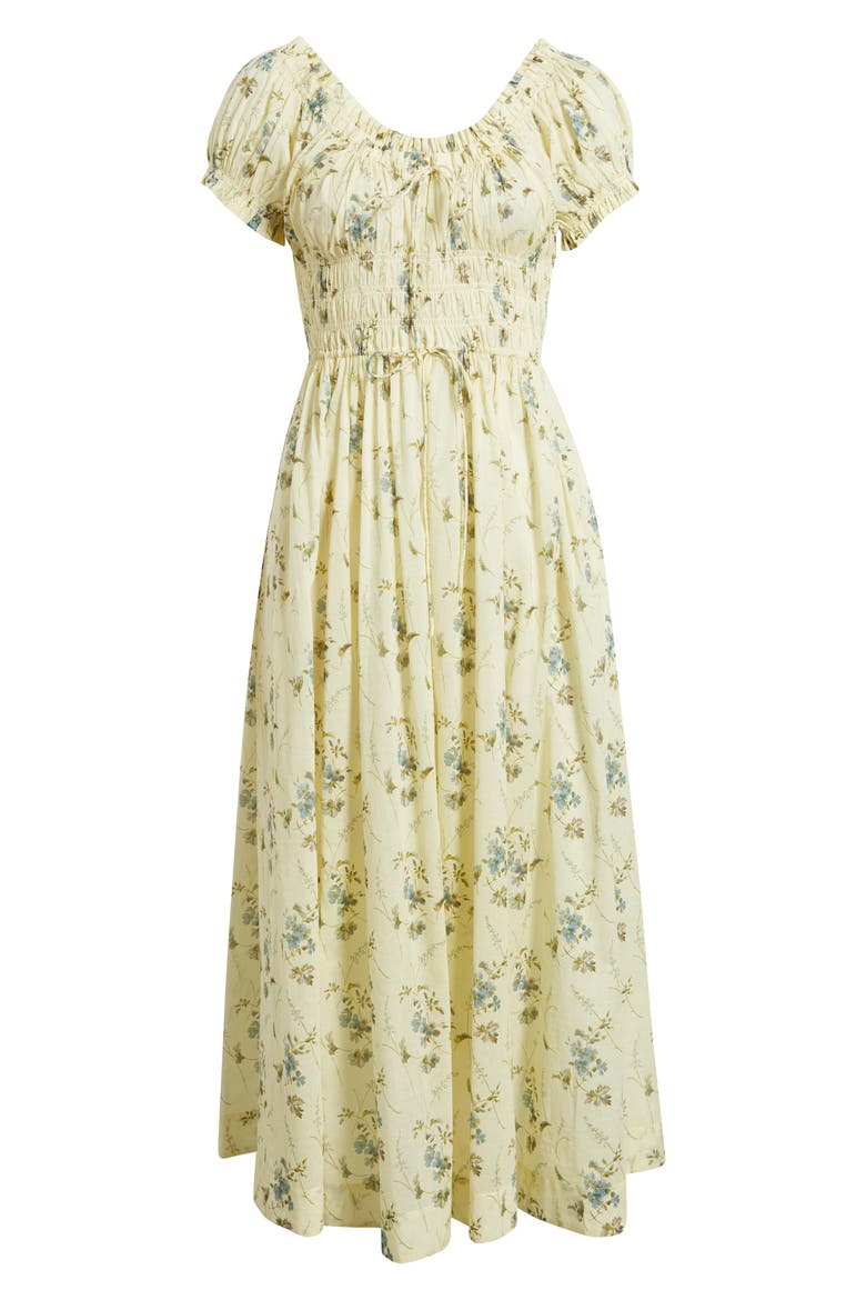 Ashlynn Floral Organic Cotton Voile Midi Dress, Alternate, color, SUNSHINE PRAIRIE ROSE