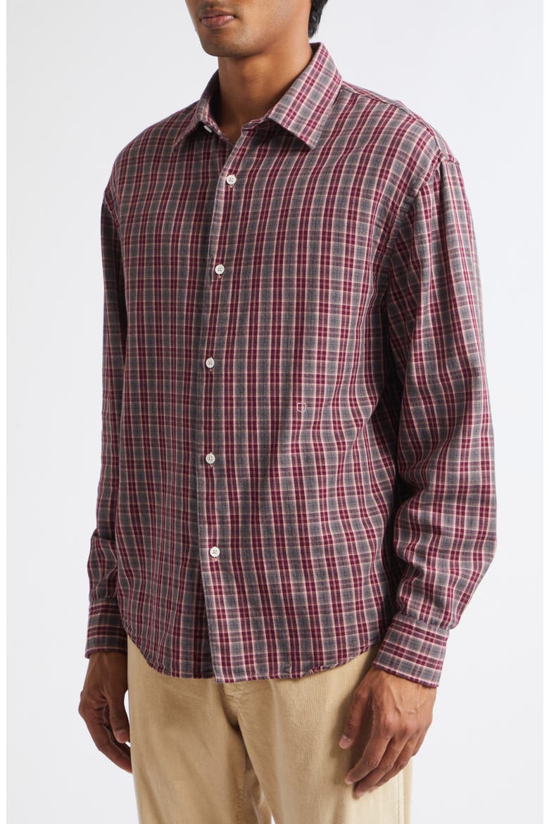 Boxy Plaid Button-Up Shirt, Alternate, color, FADED ROSE
