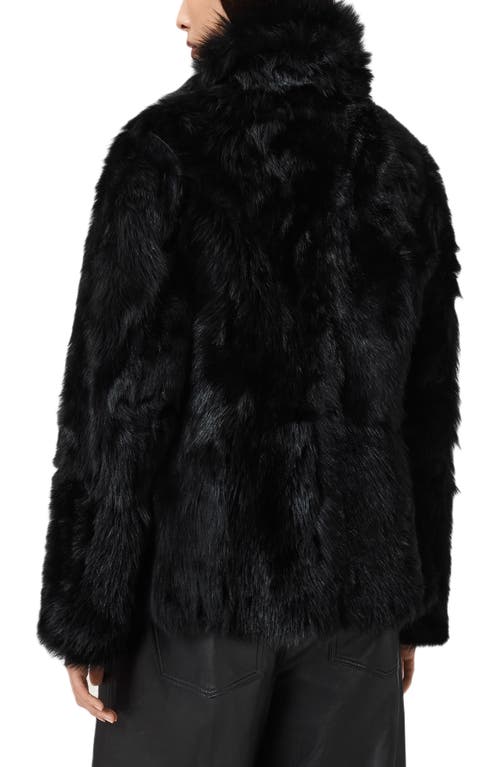 Allsaints Wilton Reversible Genuine Shearling Coat In Black