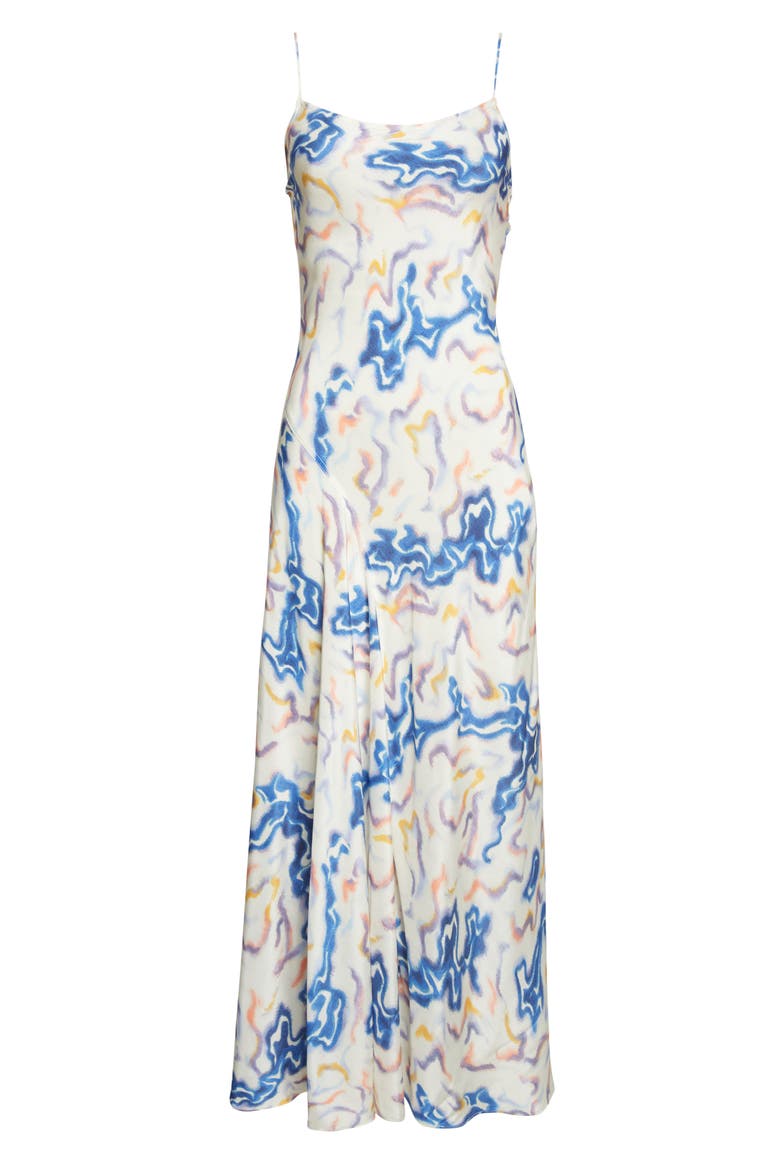 Thais Ikat Wave Print Silk Crêpe de Chine Slipdress, Alternate, color, PRISM