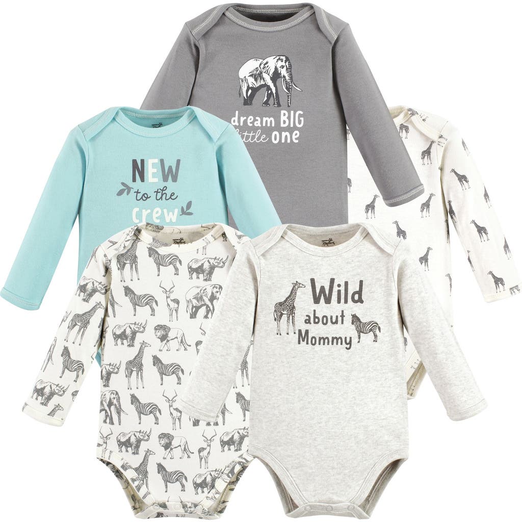 Touched By Nature Organic Cotton Long-sleeve Bodysuits In Multi