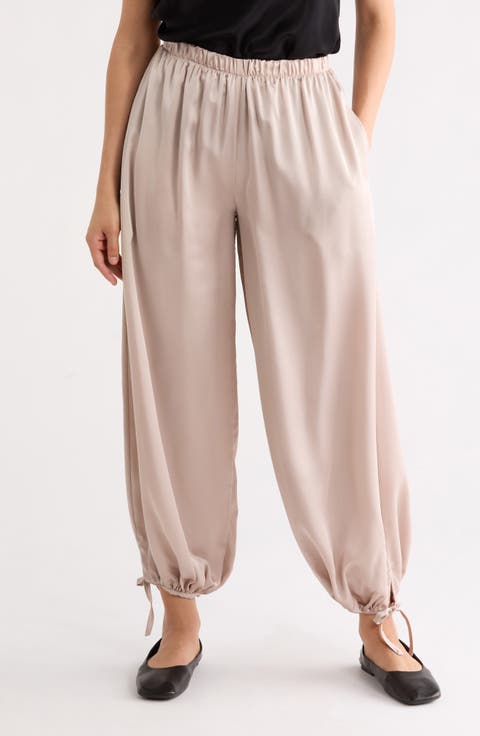 Tie Hem Satin Pants