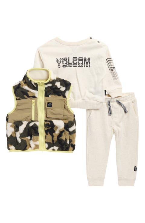 Pullover, Joggers & Faux Shearling Vest Set (Baby)