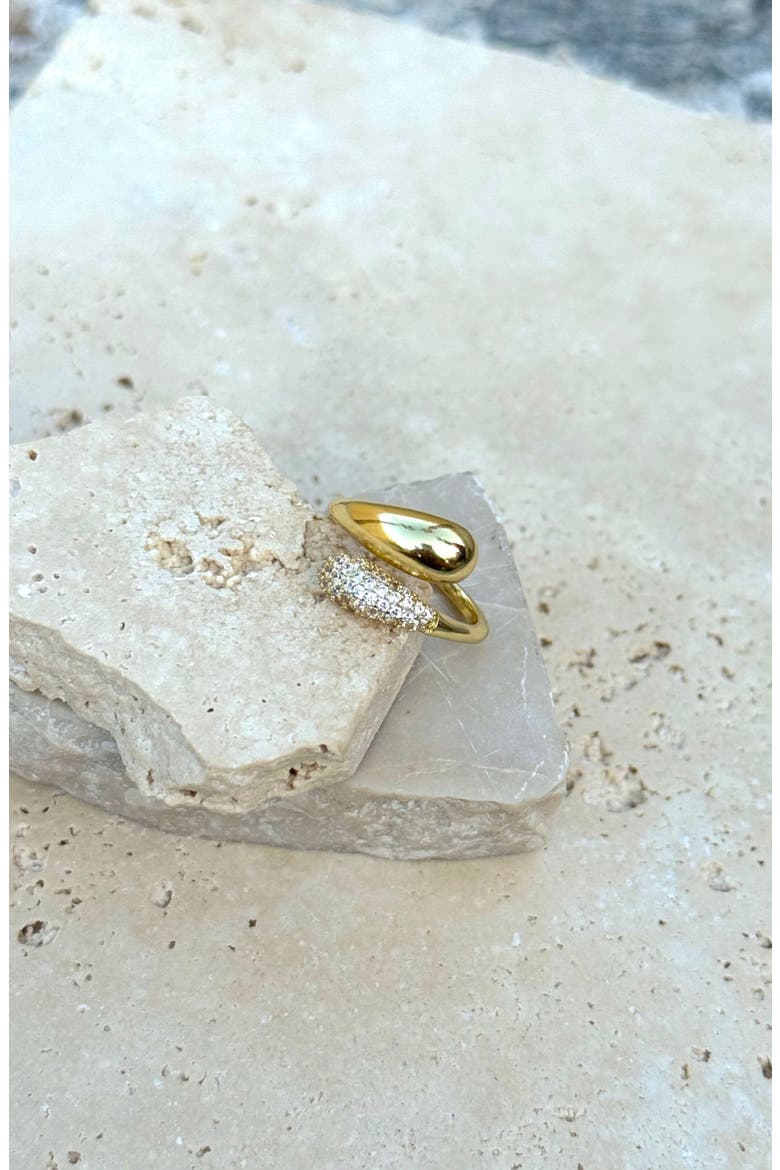 Pavé CZ Bypass Curved Band Ring, Alternate, color, GOLD