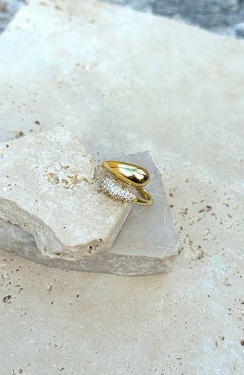 Pavé CZ Bypass Curved Band Ring