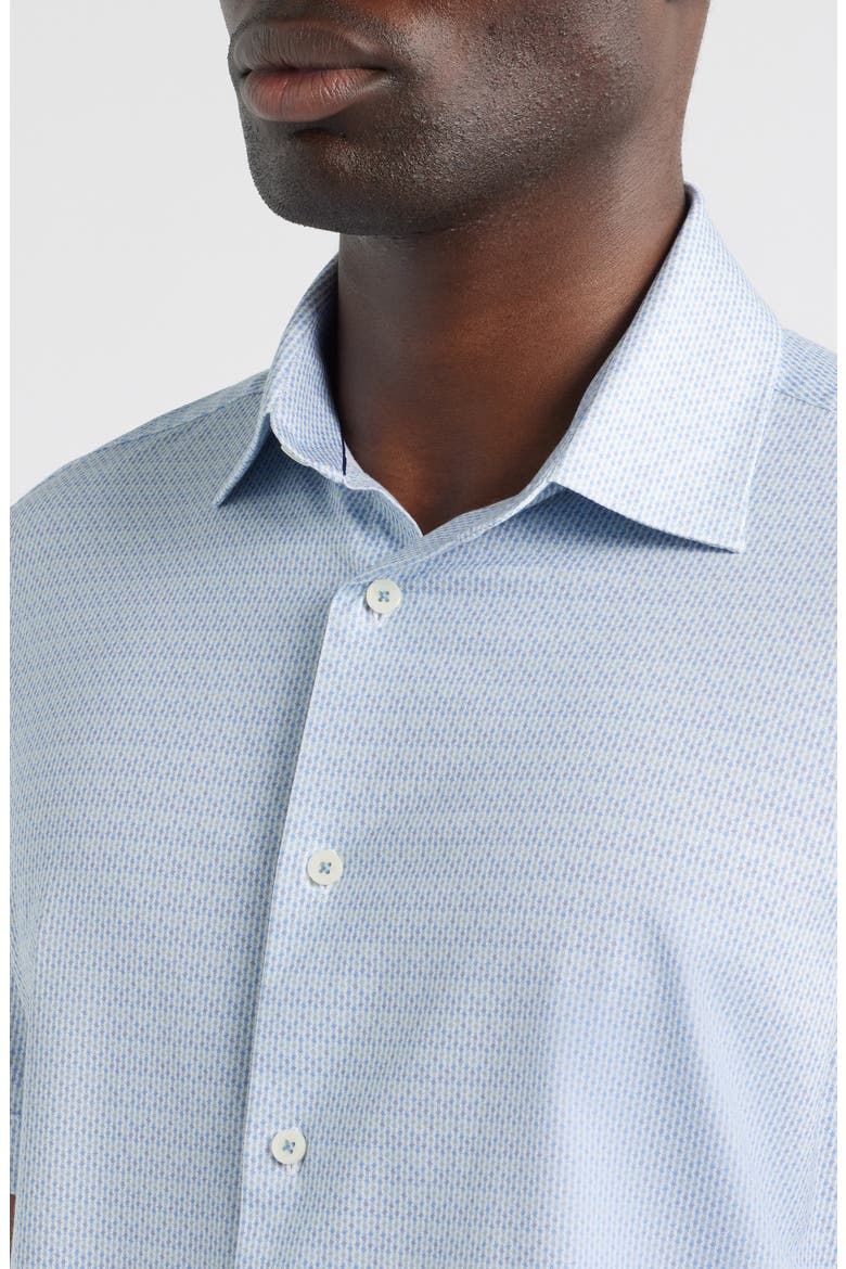 Miles OoohCotton® Geo Print Short Sleeve Button-Up Shirt, Alternate, color, ETHER