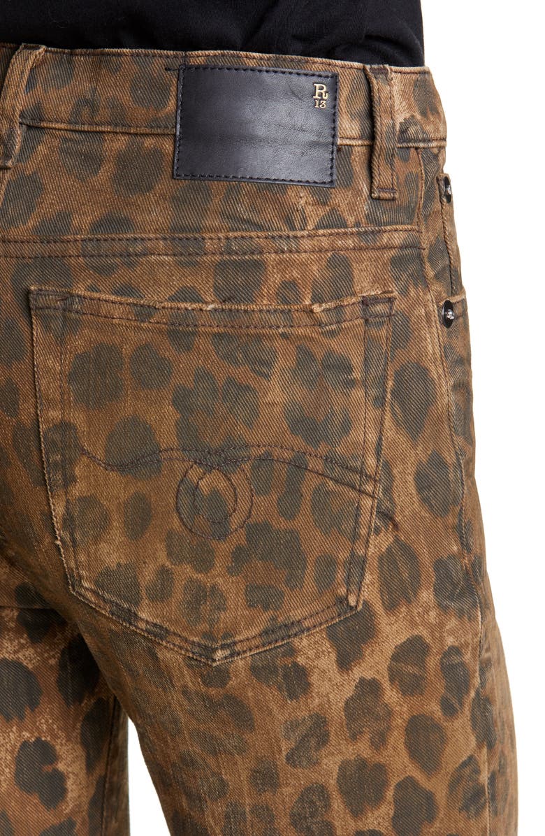 R13 Leopard Print Distressed High Waist Skinny Jeans, Alternate, color,