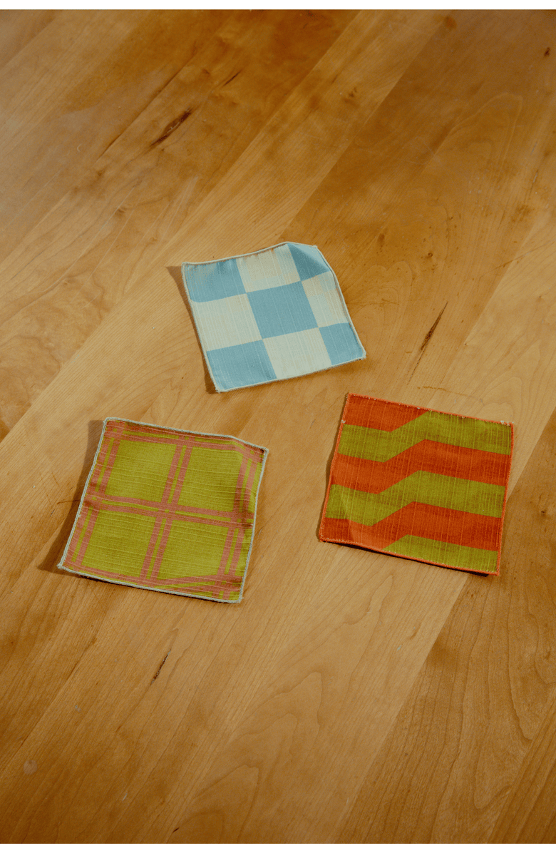 Tortuga Forma Checker Cocktail Napkins Set of 4, Alternate, color, Sky