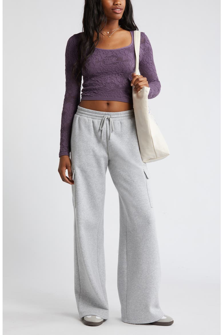 Mesh Jacquard Long Sleeve T-Shirt, Alternate, color, PURPLE MONTANA