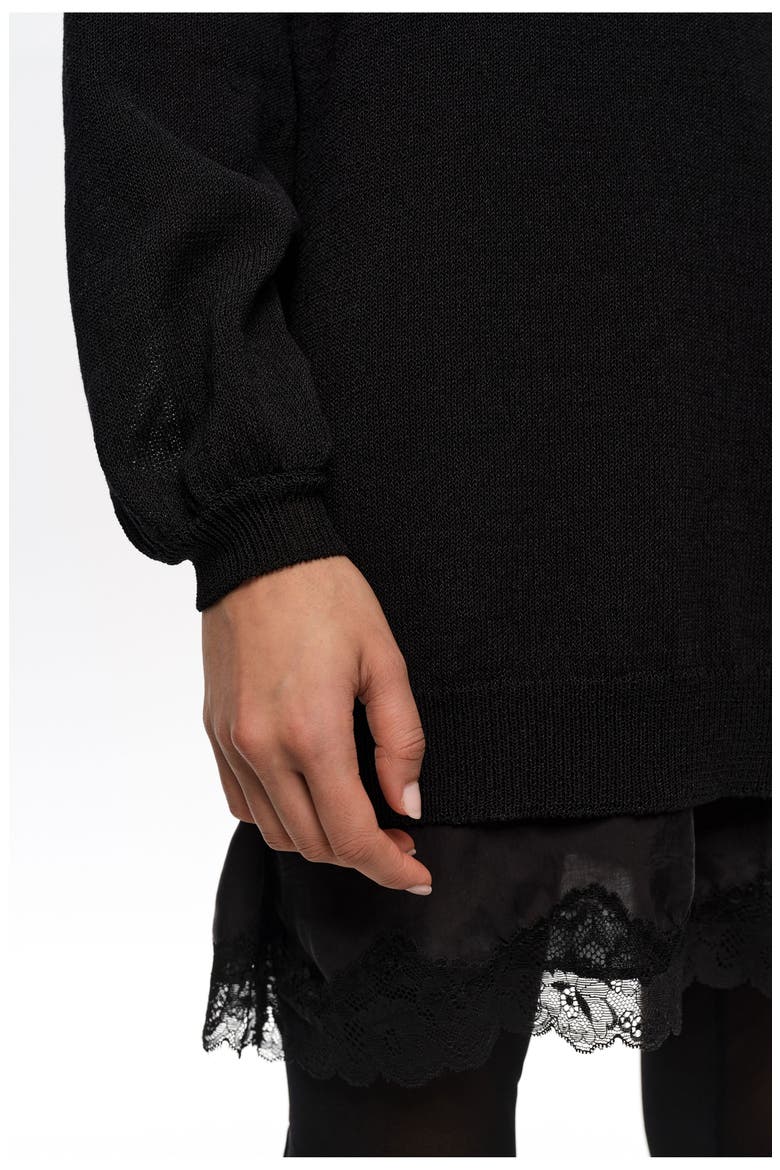 Cotton V-Neck Sweater, Alternate, color, BLACK