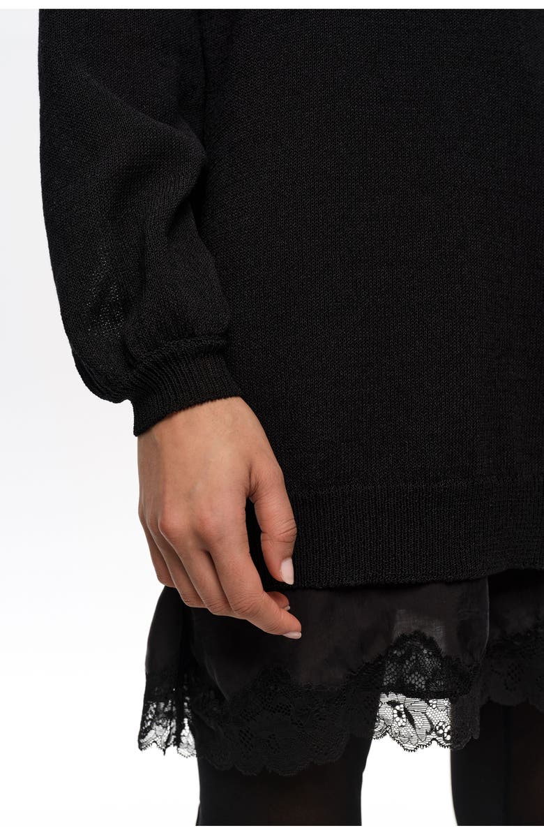 Bimba y Lola Cotton V-Neck Sweater, Alternate, color, Black