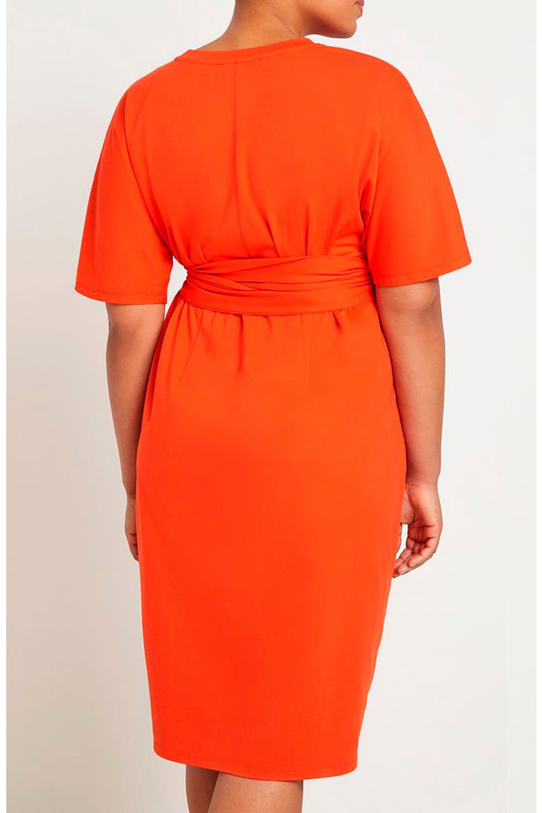 Cross Front Flutter Sleeve Dress, Alternate, color, PEPPERY VERMILLION