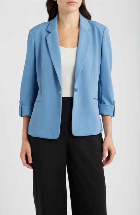 Single Button Notch Collar Blazer