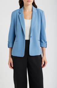 AK ANNE KLEIN Single Button Notch Collar Blazer