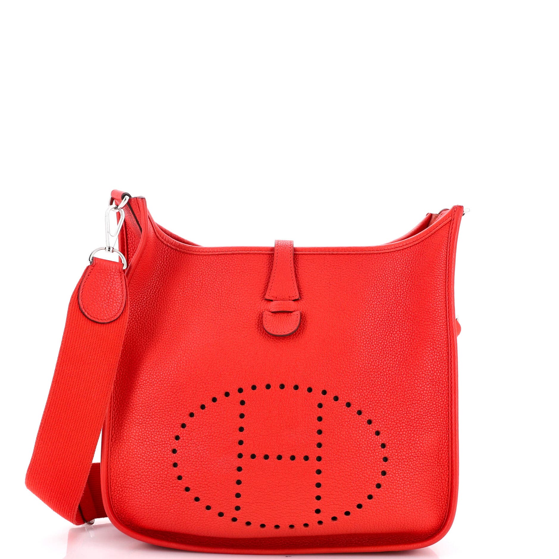 Pre-Owned Hermes Evelyne Bag Gen III Clemence PM, Main, color, Rouge De Coeur