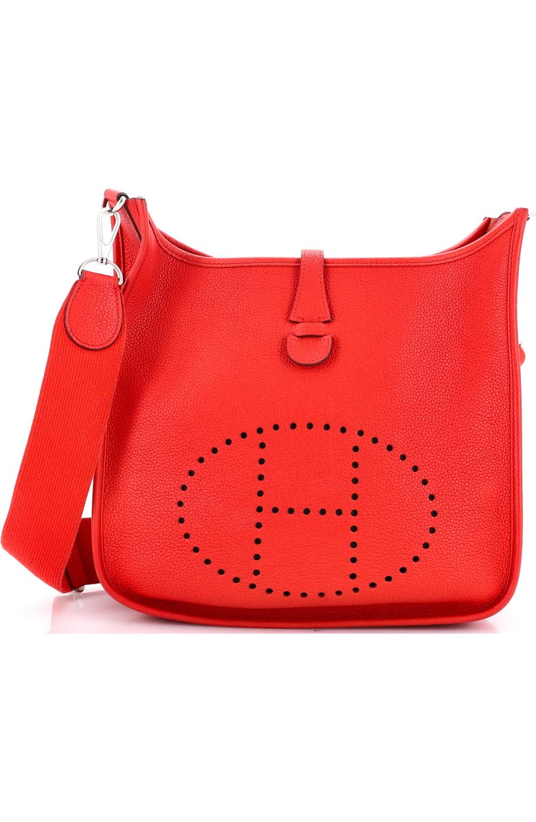 Pre-Owned Hermes Evelyne Bag Gen III Clemence PM, Main, color, Rouge De Coeur